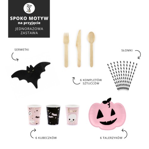 HALLOWEEN-roz-czarny-komplet-jednorazowej-zastawy