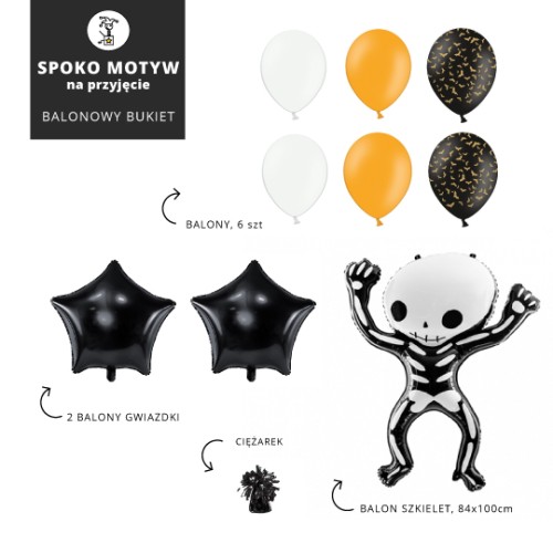 HALLOWEEN-pomaranczowe-bukiet-ze-szkieletem