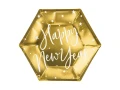 Talerzyki Happy New Year, złoty, 6szt. | SYLWESTER