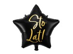 Balon foliowy gwiazdka Sto lat!, czarny