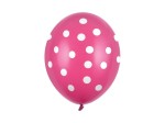 Balony 30cm, kropki, c. różowy, Pastel Hot Pink, 6szt. | PartyDeco Strong Balloons