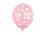 Balony 30cm, kropki, j. różowy, Pastel Baby Pink, 6szt. | PartyDeco Strong Balloons