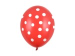 Balony 30cm, kropki, czerwony, Pastel Poppy Red, 6szt. | PartyDeco Strong Balloons