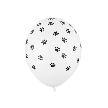 Balony 30cm, Łapki, biały, 6szt. | PartyDeco Strong Balloons