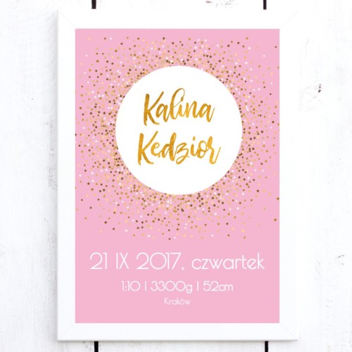 Metryczka STARS różowa a