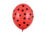 Balony 30cm, kropki, czerwony, Pastel Poppy Red, 6szt. | PartyDeco Strong Balloons