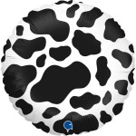 Balon foliowy Moo Moo, krowie łatki, okrągły | FARMA