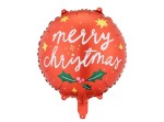 Balon foliowy Merry Christmas, okrągły | BOŻE NARODZENIE
