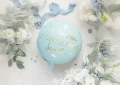 Balon foliowy z napisem "Pierwsza Komunia Święta", okrągły, jasnoniebieski | KOMUNIA