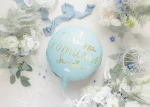 Balon foliowy z napisem "Pierwsza Komunia Święta", okrągły, jasnoniebieski | KOMUNIA