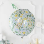 Balon foliowy z napisem "IHS", Pierwsza Komunia Święta, okrągły | NIEBIAŃSKA ŁĄKA