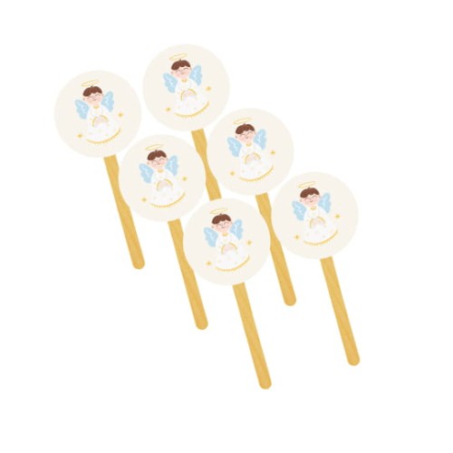 Małe pikery, okrągłe, 6szt., Pierwsza Komunia Święta NIEBIAŃSKA ŁĄKA, chłopiec