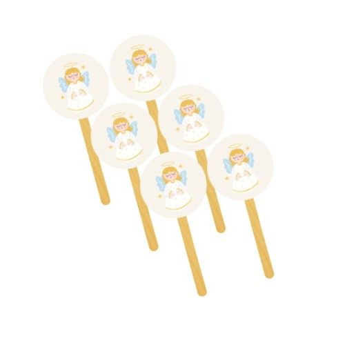 Małe pikery, okrągłe, 6szt., Pierwsza Komunia Święta NIEBIAŃSKA ŁĄKA, dziewczynka