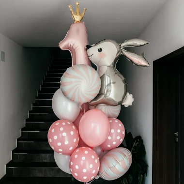 Balonowy bukiet z helem, Roczek, ZAJĄCZEK (odbiór osobisty, dostawa, Kraków)