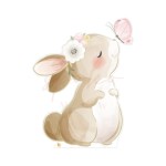 Dekoracja wielkoformatowa KRÓLICZEK Z MOTYLKIEM, 73x95cm (Wybierz materiał: PCW 3mm (cięcie po obrysie, wykończenie matowe, bez nóżki))