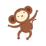 Dekoracja wielkoformatowa ZWIERZĘTA SAFARI NA ROCZEK, MAŁPA, 85x96cm (Wybierz materiał: PCW 3mm (cięcie po obrysie, wykończenie matowe))