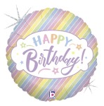 Balon foliowy Pastele Happy Birthday, okrągły