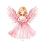 Dekoracja wielkoformatowa RÓŻOWE ŚWIĘTA, ANIOŁEK DZIEWCZYNKA, 90x94cm (Wybierz materiał: karton 5W EB + nóżka (cięcie do linii prostej u dołu, wykończenie laminatem, nóżka na odwrocie))