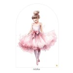 Dekoracja wielkoformatowa MINI ŚCIANKA DO ZDJĘĆ, RÓŻOWE ŚWIĘTA, BALERINA, 95x145cm (Wybierz materiał: karton 5W EB + nóżka (cięcie do linii prostej u dołu, wykończenie laminatem, nóżka na odwrocie))