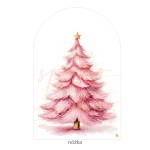 Dekoracja wielkoformatowa MINI ŚCIANKA DO ZDJĘĆ, RÓŻOWE ŚWIĘTA, CHOINKA, 95x145cm (Wybierz materiał: karton 5W EB + nóżka (cięcie do linii prostej u dołu, wykończenie laminatem, nóżka na odwrocie))