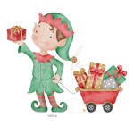 Dekoracja wielkoformatowa KLASYCZNE ŚWIĘTA, ELF CHŁOPIEC 114x96cm (Wybierz materiał: karton 5W EB + nóżka (cięcie do linii prostej u dołu, wykończenie laminatem, nóżka na odwrocie))