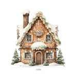 Dekoracja wielkoformatowa PRZYTULNE ŚWIĘTA, DOMEK Z PIERNIKA 142x150cm (Wybierz materiał: karton 5W EB + nóżka (cięcie do linii prostej u dołu, wykończenie laminatem, nóżka na odwrocie))