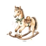 Dekoracja wielkoformatowa PRZYTULNE ŚWIĘTA, KONIK NA BIEGUNACH 90x96cm (Wybierz materiał: karton 5W EB + nóżka (cięcie do linii prostej u dołu, wykończenie laminatem, nóżka na odwrocie))