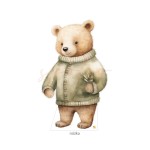 Dekoracja wielkoformatowa PRZYTULNE ŚWIĘTA, MIŚ W SWETERKU, 56x93cm (Wybierz materiał: karton 5W EB + nóżka (cięcie do linii prostej u dołu, wykończenie laminatem, nóżka na odwrocie))