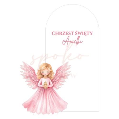 Dekoracja wielkoformatowa RÓŻOWE ŚWIĘTA, ZESTAW: ŚCIANKA Z ANIOŁKIEM