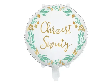 Balon foliowy z napisem "Chrzest Święty", okrągły