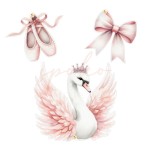 Dekoracja wielkoformatowa ŁABĘDZIE, ZESTAW DEKORACJI DO GIRLANDY, mix rozmiarów (Wybierz materiał: PCW 3mm (cięcie po obrysie, wykończenie matowe, bez nóżki))