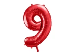Balon foliowy Cyfra, czerwony, 86cm (Cyfra: 9)