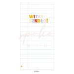 Dekoracja wielkoformatowa ŚCIANKA DO ZDJĘĆ, WITAJ SZKOŁO, 95x190cm (Wybierz materiał: karton 5W EB + nóżka (cięcie do linii prostej u dołu, wykończenie laminatem, nóżka na odwrocie))