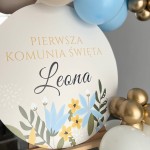 Tabliczka personalizowana, koło, 60cm, Pierwsza Komunia Święta NIEBIAŃSKA ŁĄKA