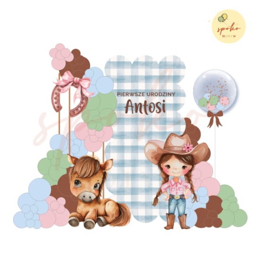 Balonowa ścianka do zdjęć, Urodziny, KONIE (montaż, Kraków)