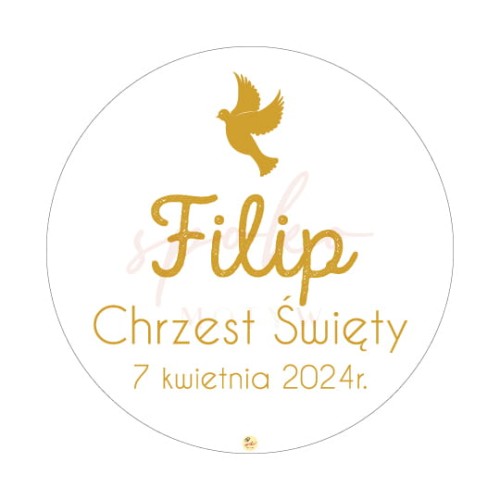 Tabliczka personalizowana, koło, 60cm, Chrzest Święty, Komunia