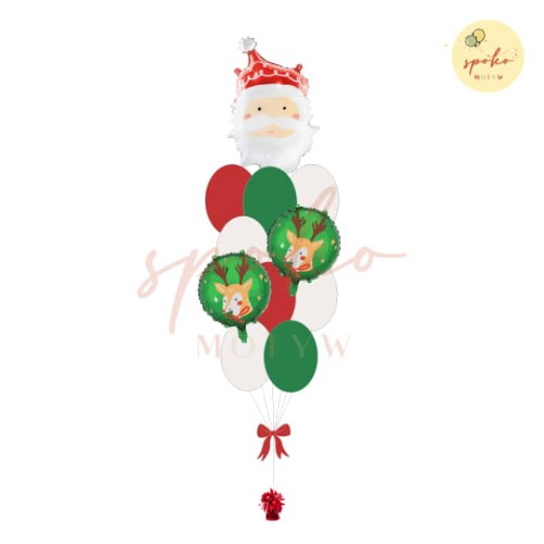 Balonowy bukiet z helem, Boże Narodzenie, KLASYCZNE ŚWIĘTA Mikołaj (odbiór osobisty, dostawa, Kraków)