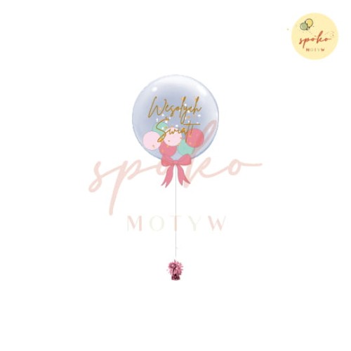 Balon Bubble z helem, Boże Narodzenie, RÓŻOWE ŚWIĘTA (odbiór osobisty, dostawa, Kraków)