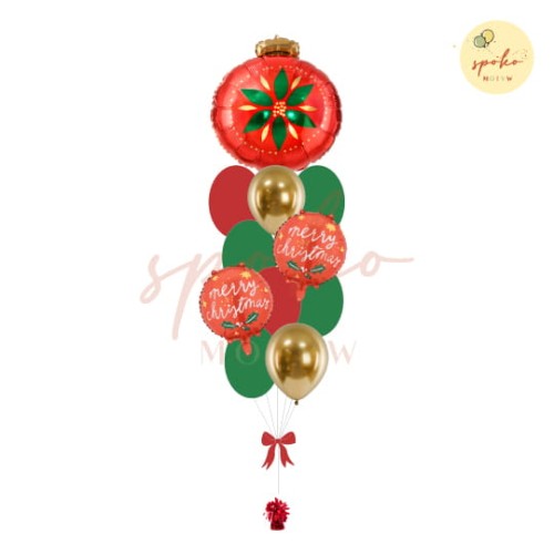Balonowy bukiet z helem, Boże Narodzenie, BOMBKA (odbiór osobisty, dostawa, Kraków)