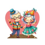 Dekoracja wielkoformatowa DZIADKOWIE NA PRZYJĘCIU, DZIEŃ BABCI I DZIADKA (Wybierz materiał: PCW 3mm (cięcie po obrysie, wykończenie matowe, bez nóżki))