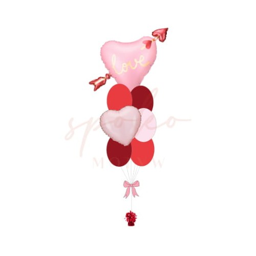 Balonowy bukiet z helem, Walentynki, SERCE ZE STRZAŁĄ (odbiór osobisty, dostawa, Kraków)
