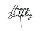 Topper na tort, Happy Birthday, akrylowy, czarny