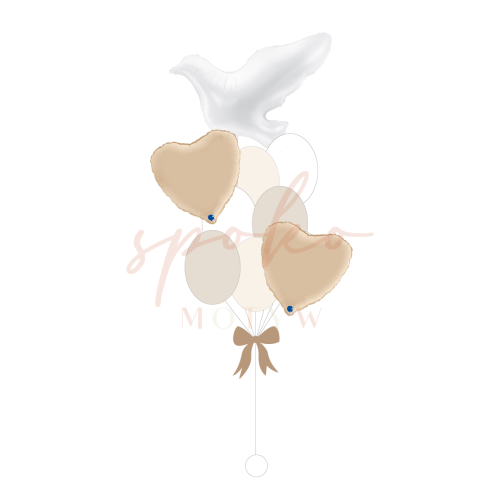 Balonowy bukiet z helem, Komunia, BEŻOWA ELEGANCJA Gołąbek (odbiór osobisty, dostawa, Kraków)