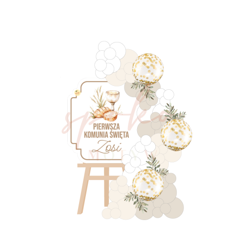 Sztaluga z balonami, Komunia, BEŻOWA ELEGANCJA (odbiór osobisty, dostawa, Kraków)