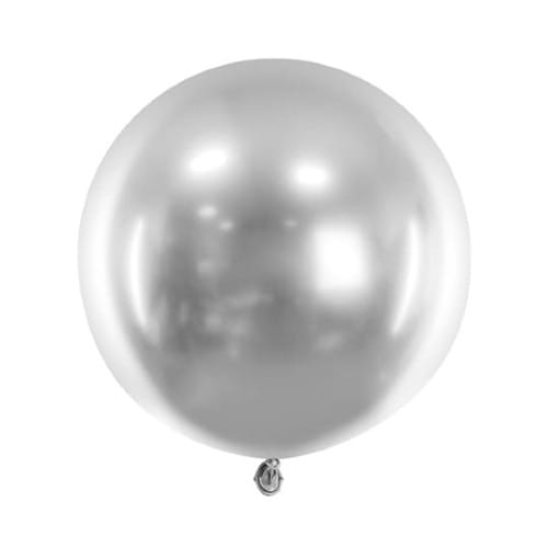 Balon Jumbo Glossy 60cm, srebrny | PartyDeco Glossy Balloons + HEL (odbiór osobisty, dostawa Kraków)
