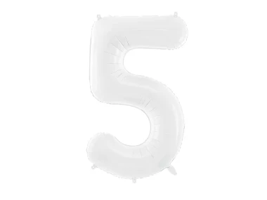 Balon foliowy Cyfra 5, biały, 86cm + HEL (odbiór osobisty, dostawa, Kraków)