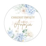 Tabliczka personalizowana, koło, 60cm, Chrzest Święty KWIATY CHŁOPIEC