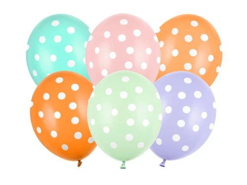 Balony lateksowe 30cm Kropki, WIELKANOC, mix 6szt. + HEL (odbiór osobisty, dostawa, Kraków)