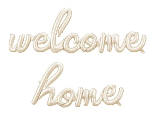 Balony foliowe napis "Welcome Home", beżowy