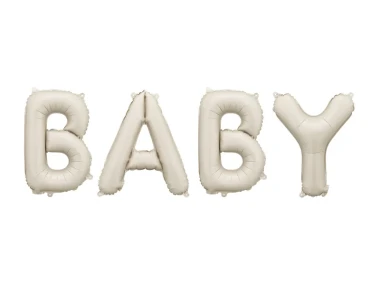 Balony foliowe napis "BABY" beżowy 